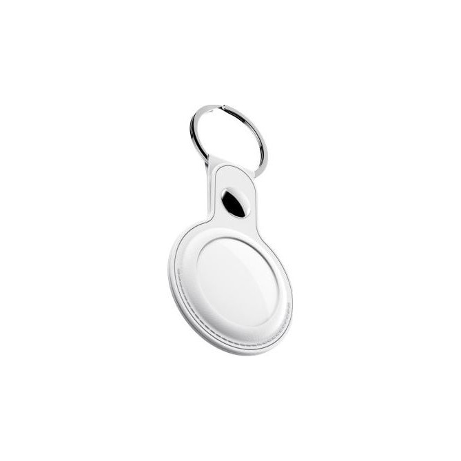 KeyBudz KeyBudz AirTag Keyring - husă de protecție din piele pentru AirTag pachet de 2 (alb)