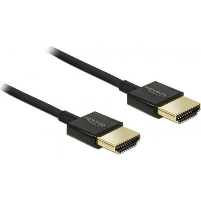Cablu High Speed HDMI cu Ethernet T-T 3D 4K 0.5 m Slim Premium, Delock 84786