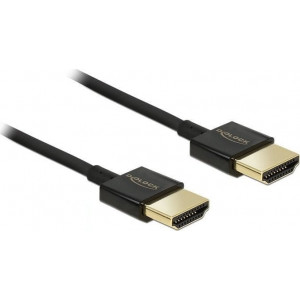 Cablu High Speed HDMI cu Ethernet T-T 3D 4K 0.5 m Slim Premium, Delock 84786