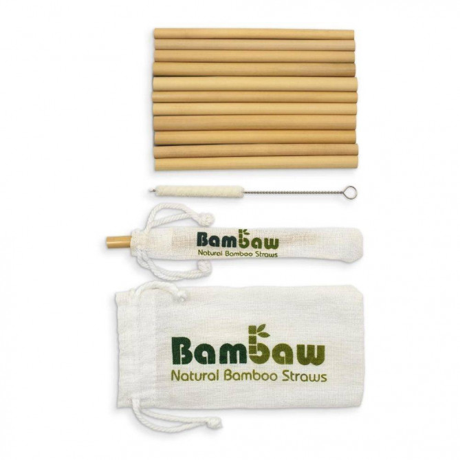 BAMBAW, bambus paie de mediu, împreună cu peria de curățare 14 cm x 12 buc.