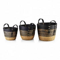 Bali set 3 baskets 30x30xh: 24/26x26xh: 22/20x20xh: 18cm