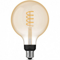 Bec LED inteligent vintage Philips Hue Filament Glob, Bluetooth, Zigbee, G125, E27, 7W (40W), 550 lm, lumina alba (2200-4500K), 125 mm