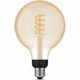 Bec LED inteligent vintage Philips Hue Filament Glob, Bluetooth, Zigbee, G125, E27, 7W (40W), 550 lm, lumina alba (2200-4500K), 125 mm