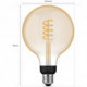 Bec LED inteligent vintage Philips Hue Filament Glob, Bluetooth, Zigbee, G125, E27, 7W (40W), 550 lm, lumina alba (2200-4500K), 125 mm