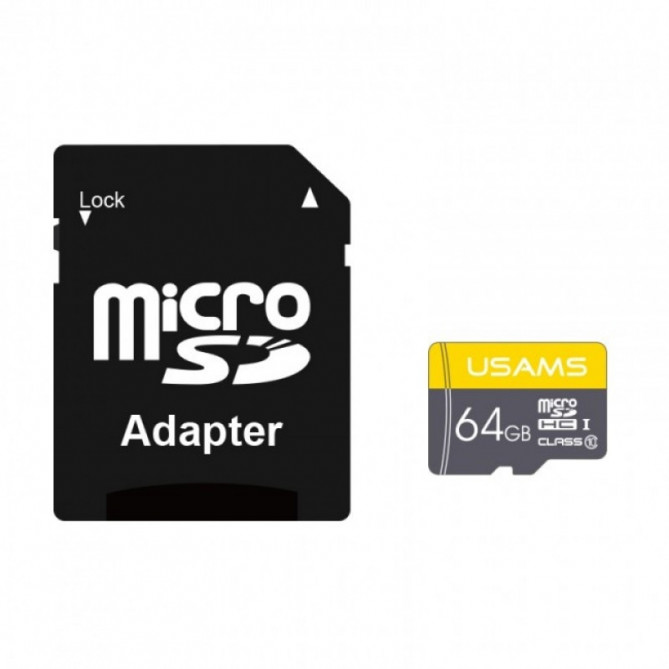 Card de memorie USAMS Micro SDHC High Speed TF Card 64G + Adapter