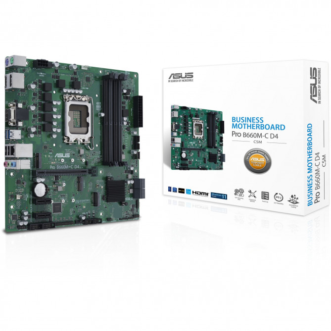 Placa de baza Asus PRO B660M-C D4-CSM, Micro ATX, Intel B660, Socket 1700, DDR4, 4 sloturi