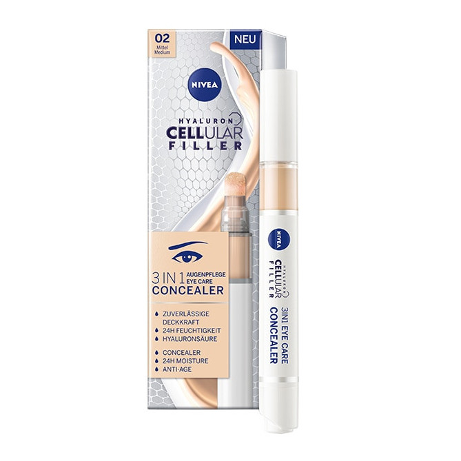 Corector de îngrijire a ochilor 02 Mediu 4 ml Nivea Hyaluron Cellular Filler 3În1