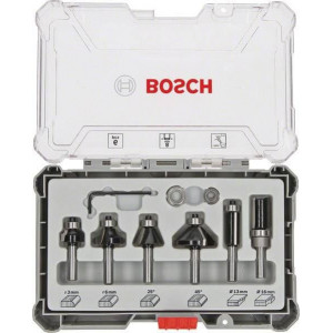 Set 6 freze de profilat canturi Bosch Professional, frezare coplanara si refecare, tija 8mm