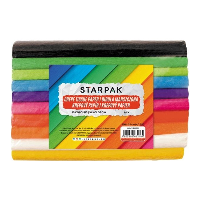 Set 10 culori mixte hartie creponata STARPAK Mini 25x200 cm , Robentoys