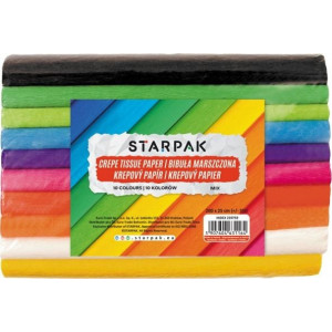 Set 10 culori mixte hartie creponata STARPAK Mini 25x200 cm , Robentoys