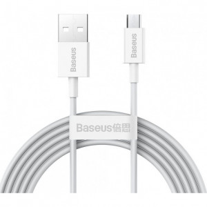 Cablu de incarcare a datelor Baseus Superior Series, USB catre Micro 2A, 2m, alb, CAMYS-A02