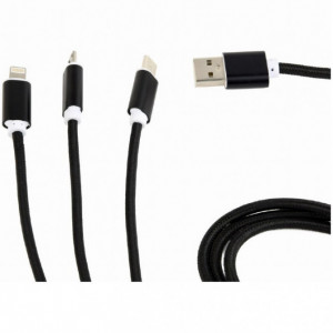 Gembird USB-A - USB-C + microUSB + cablu USB Lightning 1 m Negru (CC-USB2-AM31-1M)