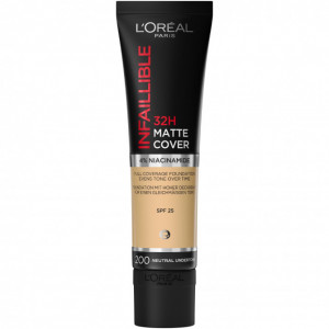 Fond de ten mat L`Oreal Paris Infaillible 24H Matte Cover 200 Golden Sand, 30 ml